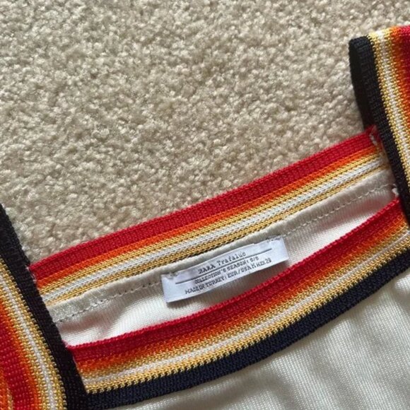 Zara Halter Top, Rainbow Off-White, 70's style top, Women's Size Medium - Picture 2 of 4